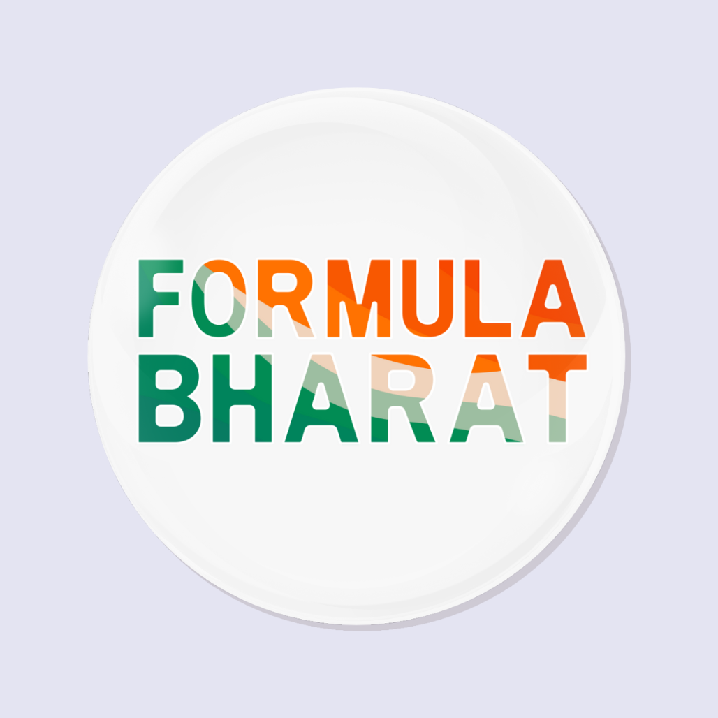 Formula Bharat Green Orange Text Landscape Button Badge 58mm