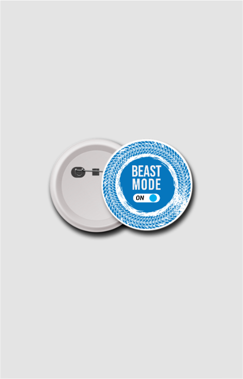 Beast Mode On Button White Badge 58mm