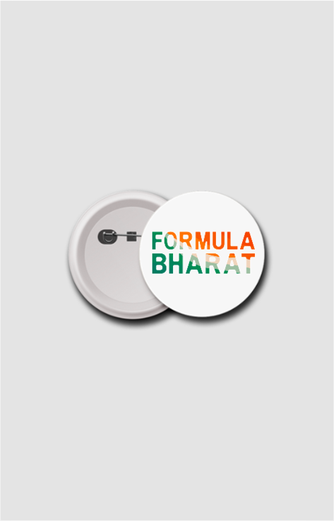 Formula Bharat Green Orange Text Landscape Button Badge 58mm