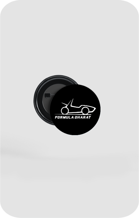 Formula Bharat White Logo Button Black Badge 58mm