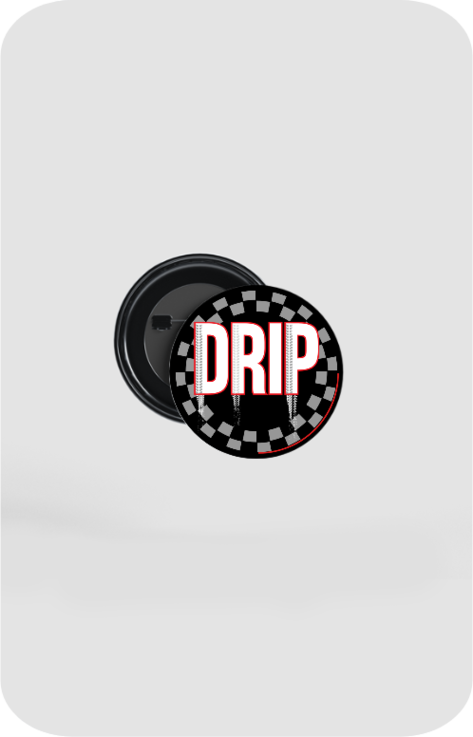 Drip Race Track Button Black Badge 58mm