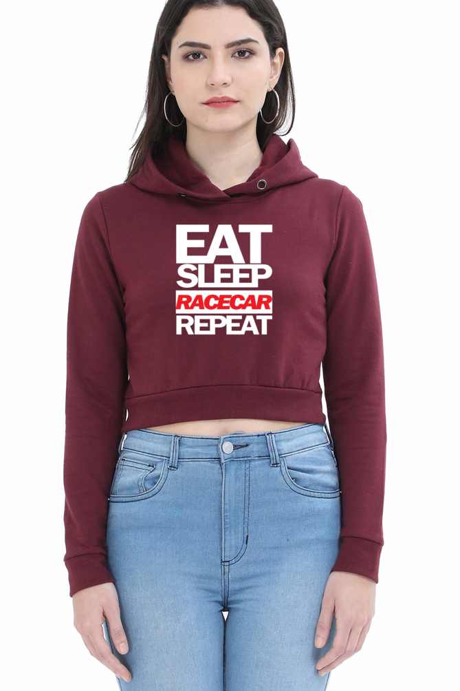 Eat Sleep Racecar Repeat Crop Hoodie WOMEN