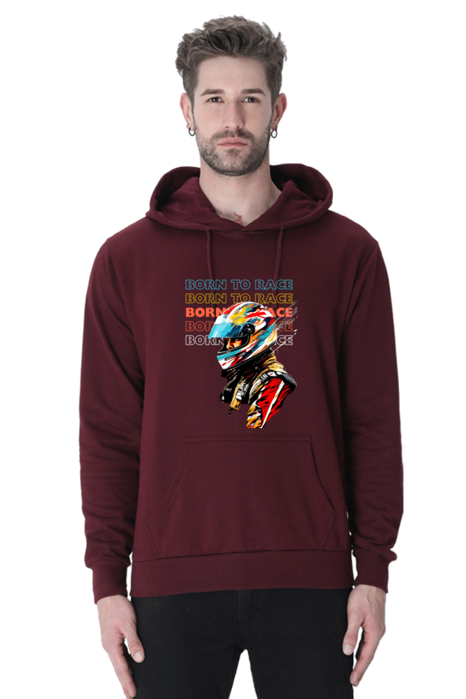 Born To Race Text Multi Color Race Driver Graphic Hooded Sweat Shirt UNISEX