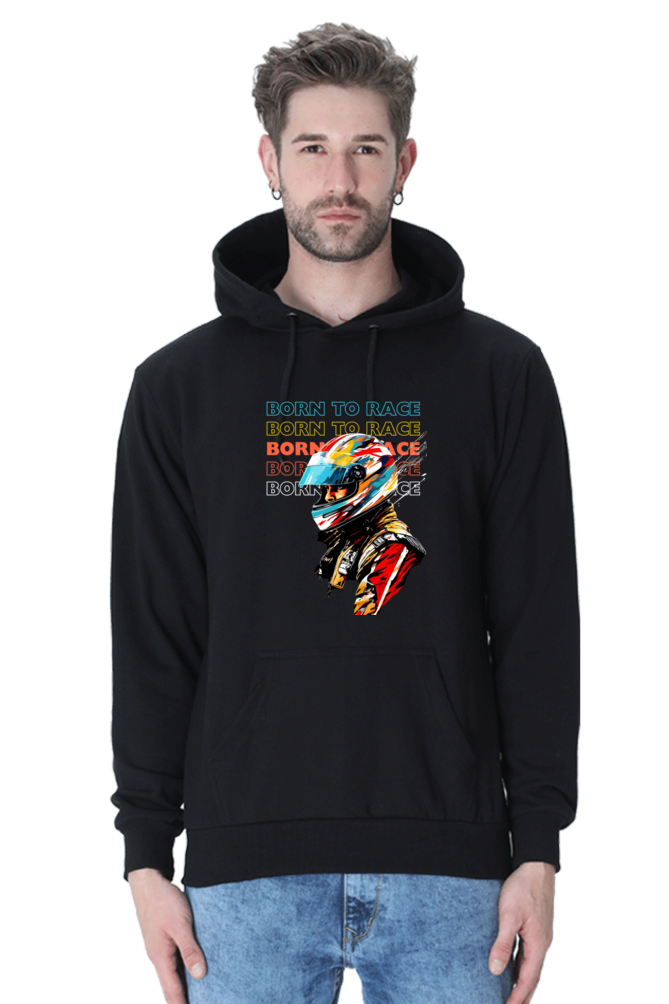 Born To Race Text Multi Color Race Driver Graphic Hooded Sweat Shirt UNISEX