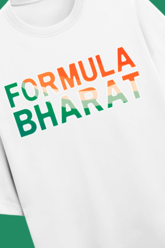 Formula Bharat Text Orange Green Landscape Terry Oversized T-Shirt UNISEX