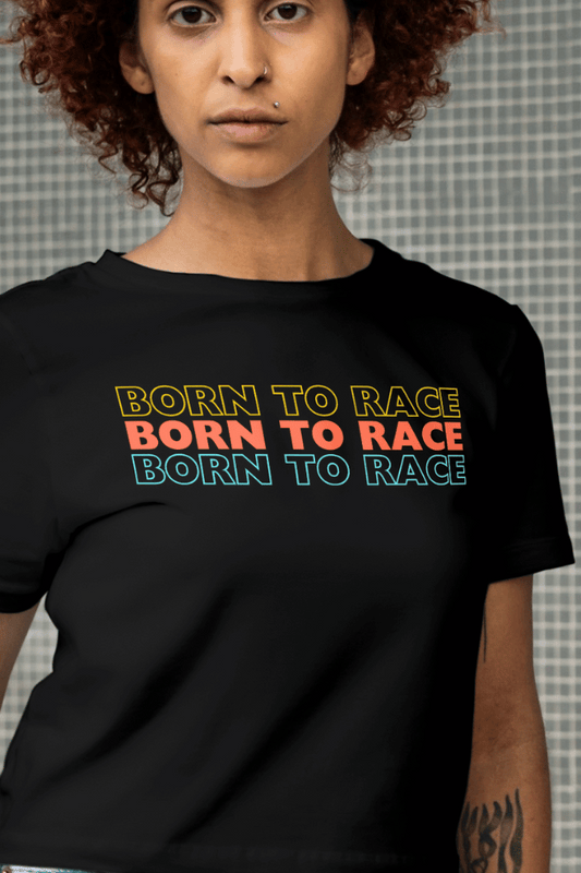 Born to Race Text Crop Top WOMEN