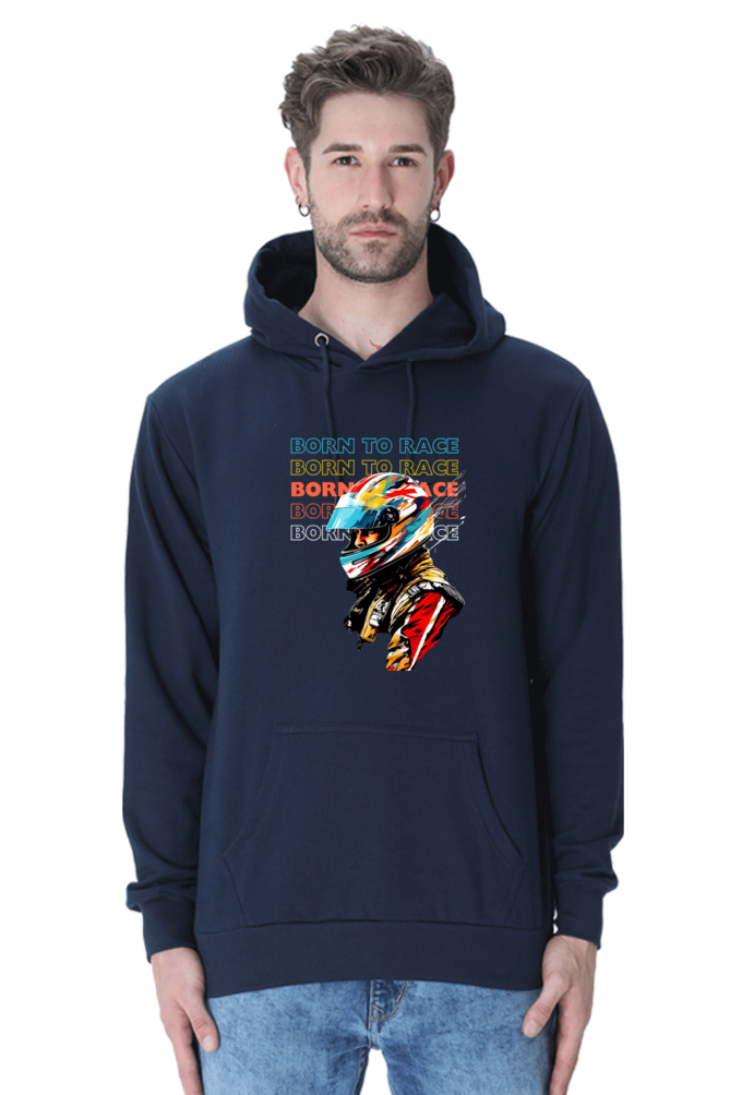 Born To Race Text Multi Color Race Driver Graphic Hooded Sweat Shirt UNISEX