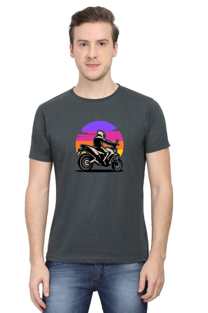 Riding Sunset Biker Round Neck T-Shirt UNISEX