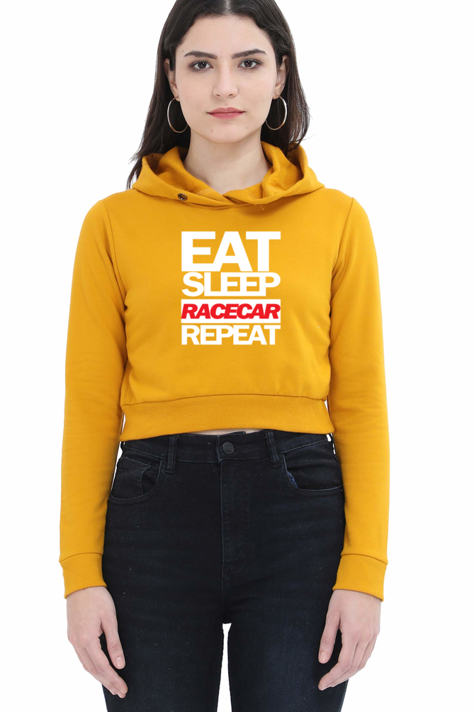 Eat Sleep Racecar Repeat Crop Hoodie WOMEN