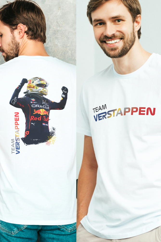 Team Verstappen Front Back Print Round Neck T-Shirt UNISEX