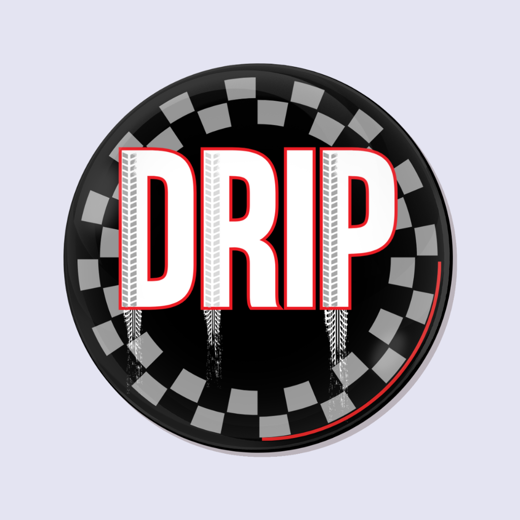 Drip Race Track Button Black Badge 58mm