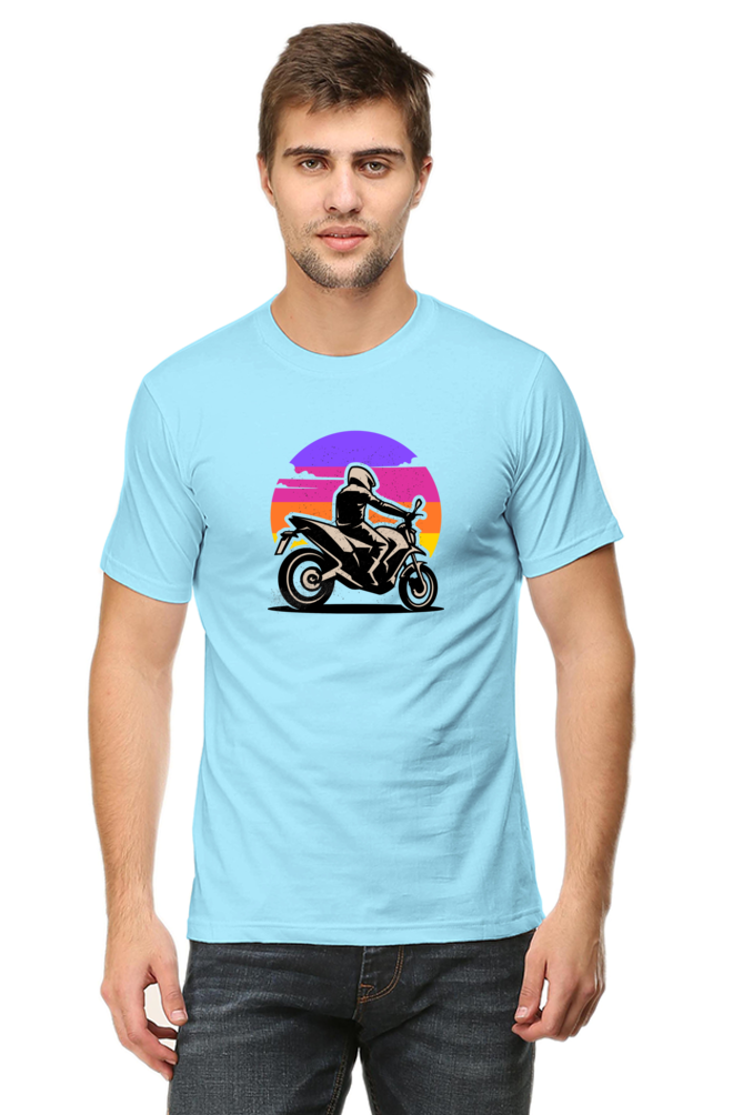 Riding Sunset Biker Round Neck T-Shirt UNISEX