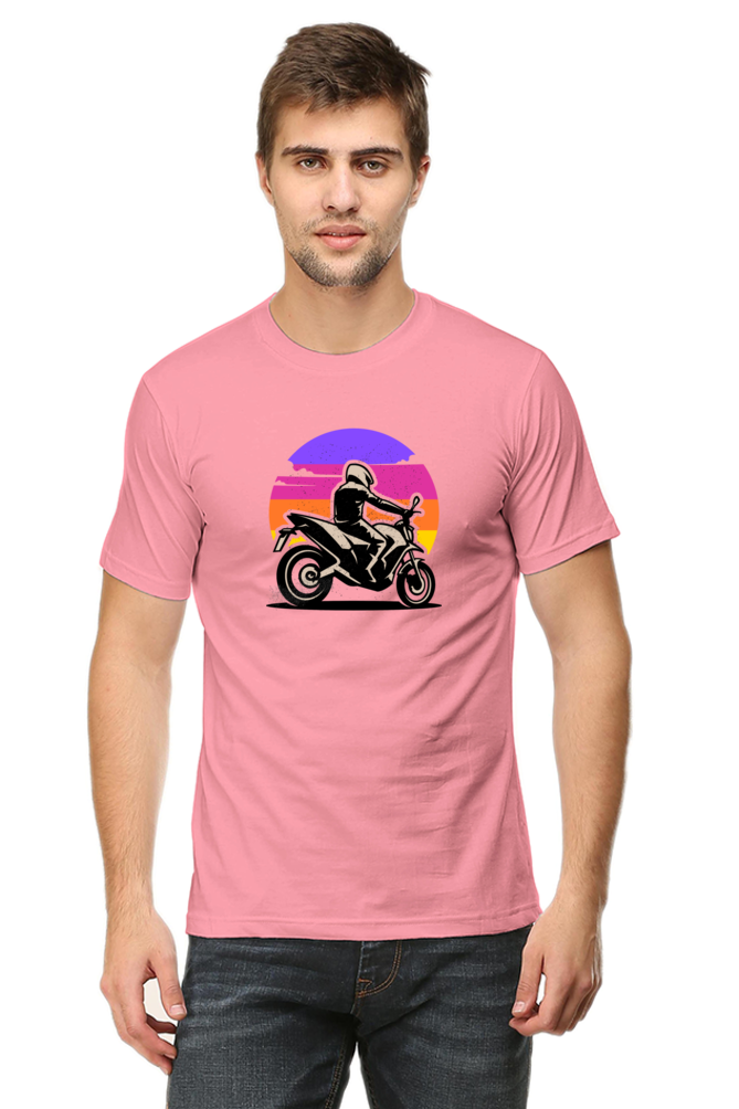 Riding Sunset Biker Round Neck T-Shirt UNISEX