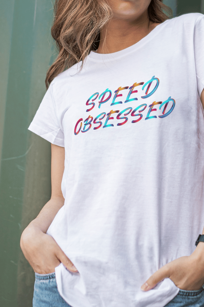 Speed Obsessed Text Round Neck T-Shirt UNISEX