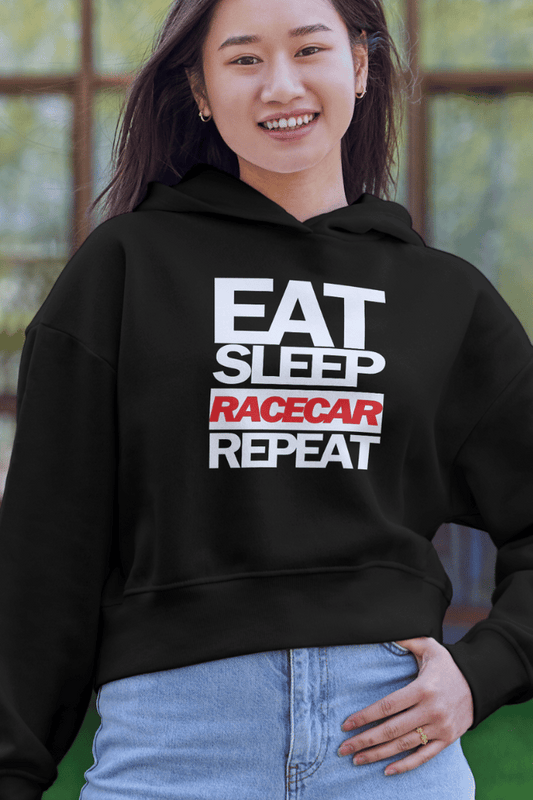 Eat Sleep Racecar Repeat Crop Hoodie WOMEN