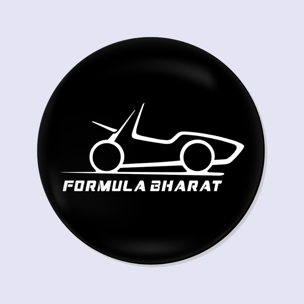 Formula Bharat White Logo Button Black Badge 58mm