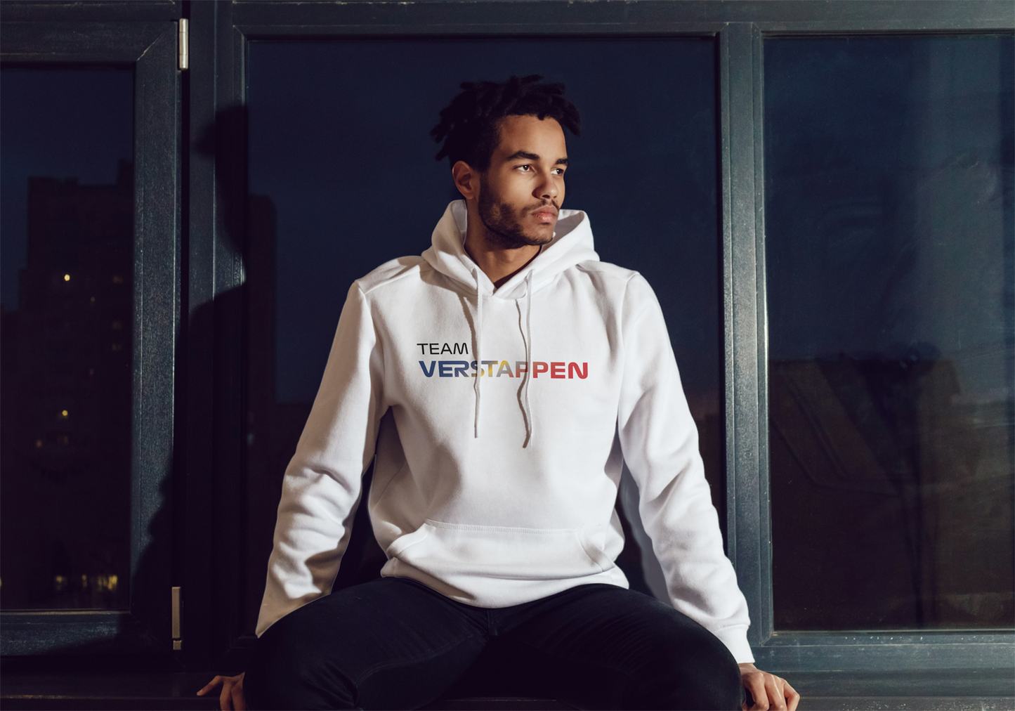 Team Verstappen Front Back Print Oversized Hooded Sweatshirt White UNISEX